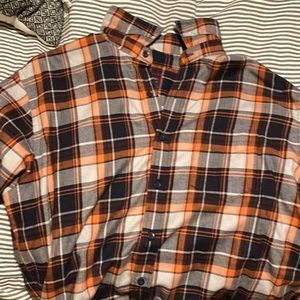 Untuckit Men’s Shirt Large Button Up Plaid Long Sleeve Cotton L Blue White